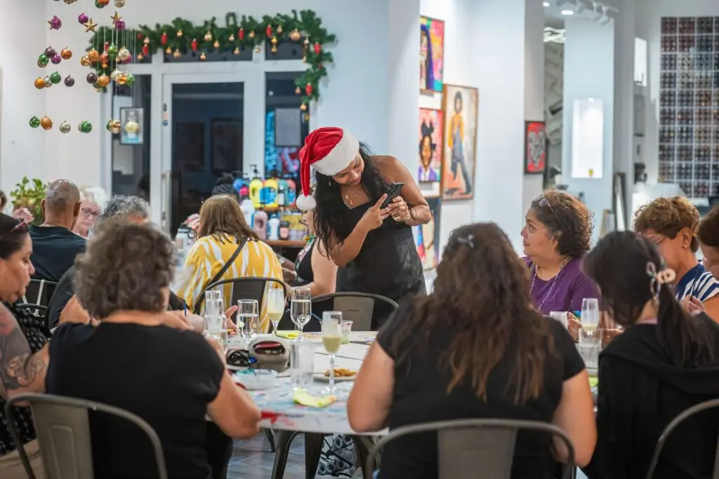Workshop tables filling the gallery at the Aruba Christmas Fair 2024