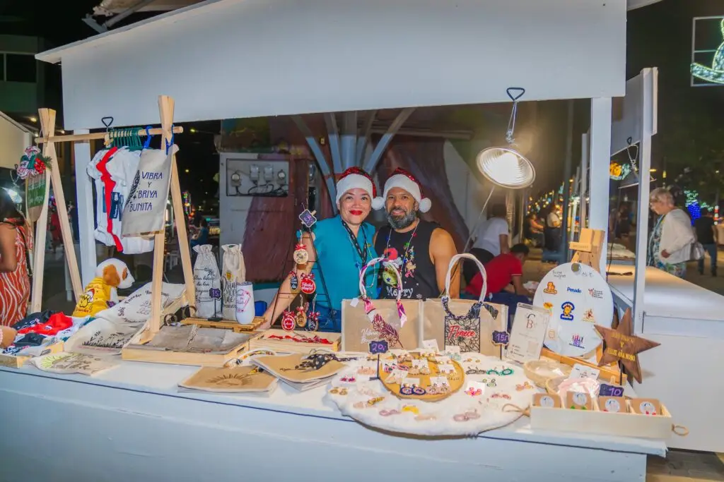 A table of handmade goods at the Aruba Christmas Fair 2025
